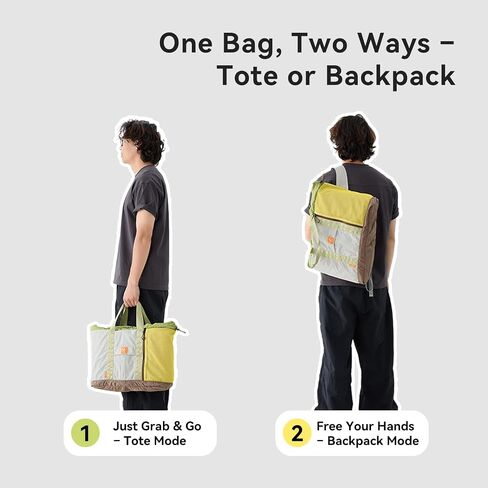 Morning Deer Convertible Tote Backpack, 2 in 1 Large Travel Laptop Backpack 25L Lightweight Foldable Packable, Water Resistant Diaper Bag for Women Men Teacher Tote Bag for Work College Travel Leisure in Saudi Arabia