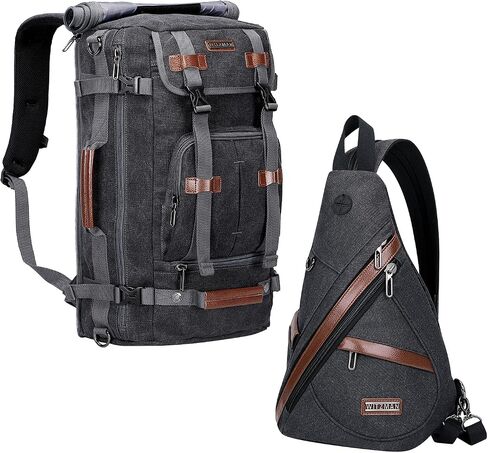 WITZMAN Canvas Backpack Travel Backpack Large Laptop Bags Convertible Shoulder Sling Bag Convertible Sling Backpack CrossbodyChest Bag in Kuwait
