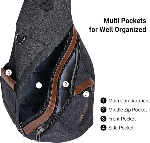 WITZMAN Canvas Backpack Travel Backpack Large Laptop Bags Convertible Shoulder Sling Bag Convertible Sling Backpack CrossbodyChest Bag in Kuwait