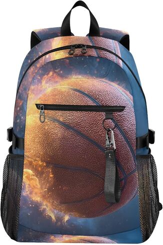 Laptop Backpack 14 Inch Basketball Closeup, Water Resistant Twill Fabric Daypack with Wide Zipper Opening, 20L Lightweight Business Travel Bag for Women Men, Work Outdoor Commuting in Saudi Arabia