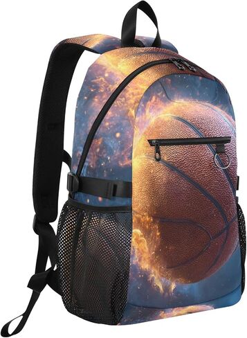 Laptop Backpack 14 Inch Basketball Closeup, Water Resistant Twill Fabric Daypack with Wide Zipper Opening, 20L Lightweight Business Travel Bag for Women Men, Work Outdoor Commuting in Saudi Arabia