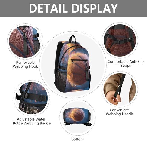 Laptop Backpack 14 Inch Basketball Closeup, Water Resistant Twill Fabric Daypack with Wide Zipper Opening, 20L Lightweight Business Travel Bag for Women Men, Work Outdoor Commuting in Saudi Arabia