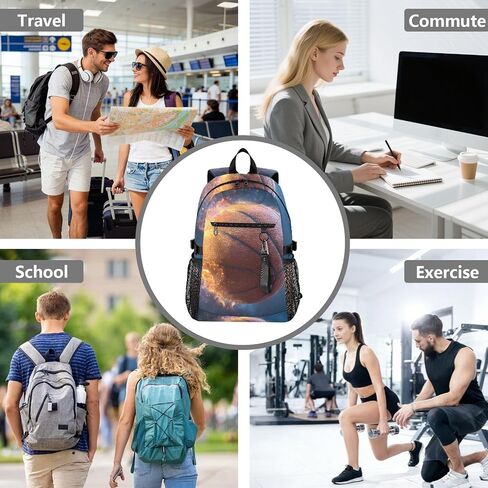 Laptop Backpack 14 Inch Basketball Closeup, Water Resistant Twill Fabric Daypack with Wide Zipper Opening, 20L Lightweight Business Travel Bag for Women Men, Work Outdoor Commuting in Saudi Arabia