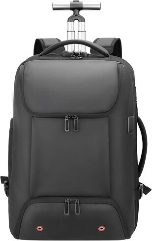 Backpack for Men, Anti Theft Convertible Laptop Backpack with Wheels,50L Rfid Personal Item Wheeled Backpack for Travel Business Work, Black in Kuwait