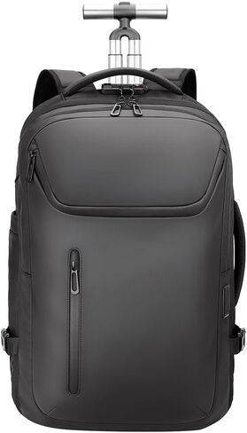 Backpack for Men, Anti Theft Convertible Laptop Backpack with Wheels,50L Rfid Personal Item Wheeled Backpack for Travel Business Work, Black in Kuwait