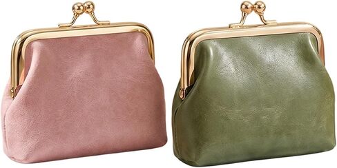 2PCS Vintage Coin Purse with Kiss Lock, PU Leather Change Purse for Change, Keys, Lipstick in Saudi Arabia