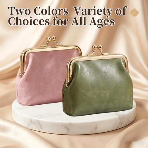 2PCS Vintage Coin Purse with Kiss Lock, PU Leather Change Purse for Change, Keys, Lipstick in Saudi Arabia