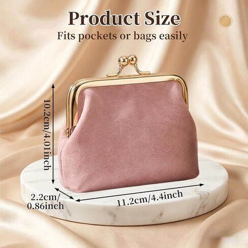 2PCS Vintage Coin Purse with Kiss Lock, PU Leather Change Purse for Change, Keys, Lipstick in Saudi Arabia