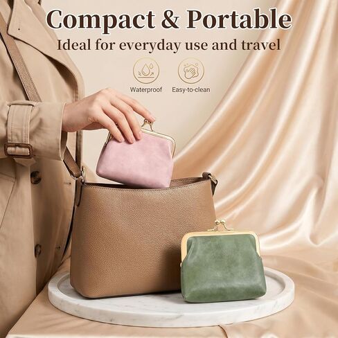 2PCS Vintage Coin Purse with Kiss Lock, PU Leather Change Purse for Change, Keys, Lipstick in Saudi Arabia