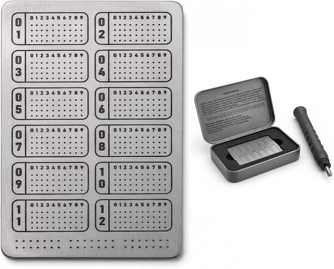 Titanium Seed Phrase Plate - 3000°F Fireproof TC4 Aerospace Titanium Crypto Cold Wallet Backup, 12/24 Word BIP39 Compatible with Ledger Trezor, Auto Center Punch & Metal Case in Saudi Arabia