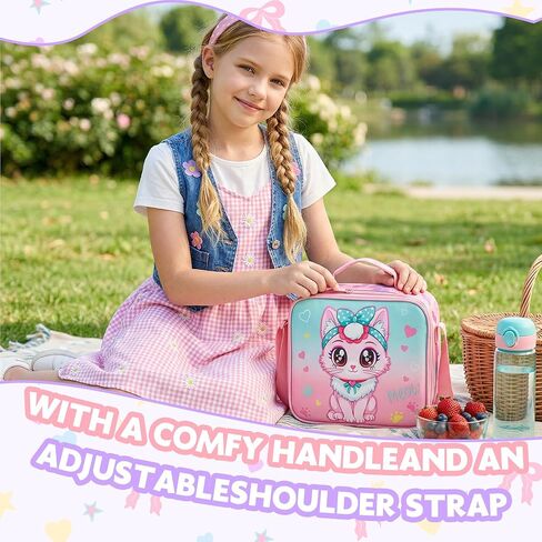 Meetbelify Cute Cat School Backpacks for Girls Backpack with Lunch Bag for Elmentary Students Kids Travel Bookbag for Girls Age 6-12 in Saudi Arabia