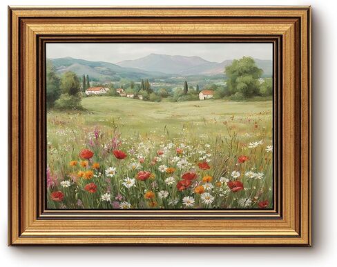 bzstyleart فن جدار عتيق مؤطر بالذهب، صورة كلب ديكور جداري صورة رسم طبيعي، يتميز برسم كلب لابرادور أسود كلاسيكي في ديكور مكتب غرفة النوم على طراز مزرعة ريفية 8x10in in Kuwait