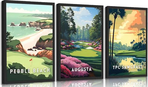 3Pcs Golf Course Canvas Wall Art Picturesque Golf Course Painting Picture Wall Decor Country Club Sports Poster Print Artwork for Modern Office Bedroom Living Room Home Decoration 12x16in Unframed in Kuwait