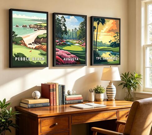3Pcs Golf Course Canvas Wall Art Picturesque Golf Course Painting Picture Wall Decor Country Club Sports Poster Print Artwork for Modern Office Bedroom Living Room Home Decoration 12x16in Unframed in Kuwait