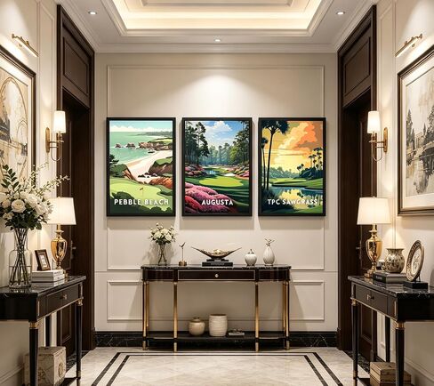 3Pcs Golf Course Canvas Wall Art Picturesque Golf Course Painting Picture Wall Decor Country Club Sports Poster Print Artwork for Modern Office Bedroom Living Room Home Decoration 12x16in Unframed in Kuwait