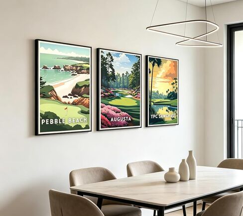 3Pcs Golf Course Canvas Wall Art Picturesque Golf Course Painting Picture Wall Decor Country Club Sports Poster Print Artwork for Modern Office Bedroom Living Room Home Decoration 12x16in Unframed in Kuwait