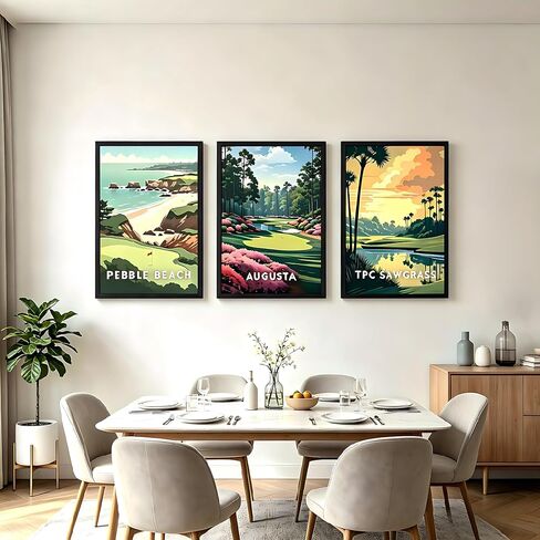3Pcs Golf Course Canvas Wall Art Picturesque Golf Course Painting Picture Wall Decor Country Club Sports Poster Print Artwork for Modern Office Bedroom Living Room Home Decoration 12x16in Unframed in Kuwait
