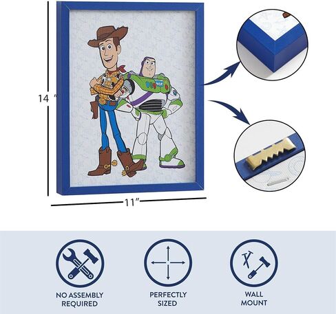 لوحة فنية جدارية مؤطرة من Disney Toy Story Woody & Buzz Lightyear لغرفة الأطفال، طباعة قماشية كرتونية ملونة مع إطار أزرق، ديكور لغرفة نوم الأولاد، غرفة اللعب، تعليق على جدار الحضانة in Kuwait