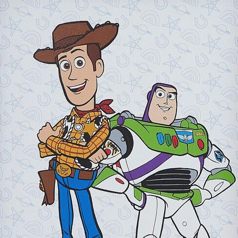 لوحة فنية جدارية مؤطرة من Disney Toy Story Woody & Buzz Lightyear لغرفة الأطفال، طباعة قماشية كرتونية ملونة مع إطار أزرق، ديكور لغرفة نوم الأولاد، غرفة اللعب، تعليق على جدار الحضانة in Kuwait