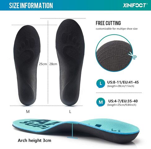 XINIFOOT 2 Pairs Arch Support Comfort Shoe Insoles Plantar Fasciitis Orthotic Shoe Inserts Running Insoles for Men and Women in Saudi Arabia