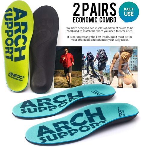 XINIFOOT 2 Pairs Arch Support Comfort Shoe Insoles Plantar Fasciitis Orthotic Shoe Inserts Running Insoles for Men and Women in Saudi Arabia