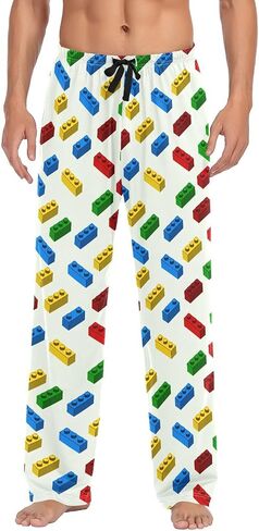 Building Block Men's Pajamas Pants Cotton Sleep Bottoms Pants Lounge Sleepwear - S in Saudi Arabia