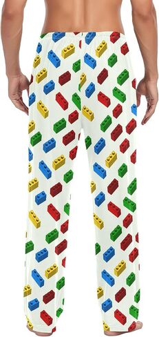 Building Block Men's Pajamas Pants Cotton Sleep Bottoms Pants Lounge Sleepwear - S in Saudi Arabia
