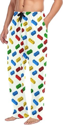Building Block Men's Pajamas Pants Cotton Sleep Bottoms Pants Lounge Sleepwear - S in Saudi Arabia