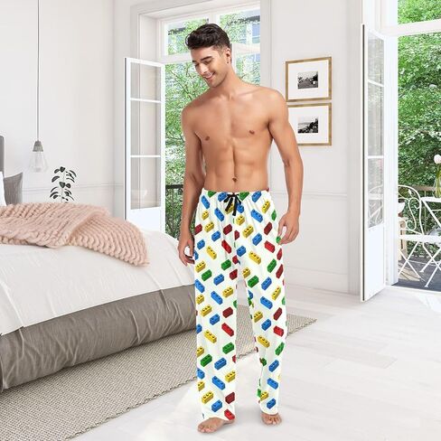 Building Block Men's Pajamas Pants Cotton Sleep Bottoms Pants Lounge Sleepwear - S in Saudi Arabia