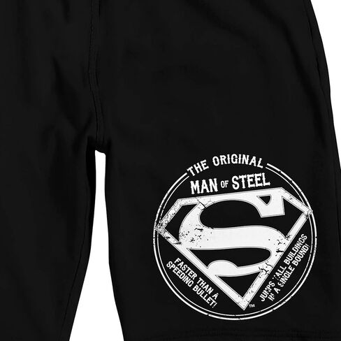 Superman The Original Man of Steel Logo Men's Black Sleep Pajama Shorts in Kuwait