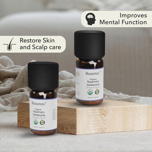 Rosemary Verbenone Organic Essential Oil (Rosmarinus Officinalis) - Beaumax USDA Certified 100% Pure Therapeutic Grade Undiluted Aroma Oil 10ml (0.34 fl oz) in Saudi Arabia