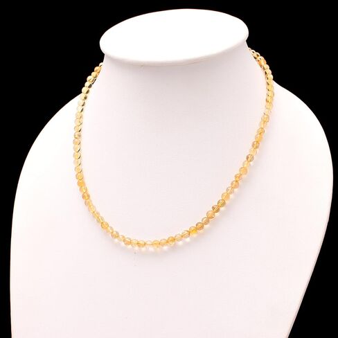 A&M Natural Citrine Smooth Round 925 Sterling Silver Healing Necklace, Handmade Citrine Beaded Necklace, Beautiful Citrine Beads Necklace Jewelry, Jewelry For Gift, Casual Wear And Yoga, Citrine Necklace in Saudi Arabia