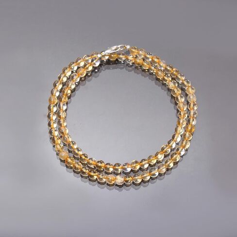 A&M Natural Citrine Smooth Round 925 Sterling Silver Healing Necklace, Handmade Citrine Beaded Necklace, Beautiful Citrine Beads Necklace Jewelry, Jewelry For Gift, Casual Wear And Yoga, Citrine Necklace in Saudi Arabia