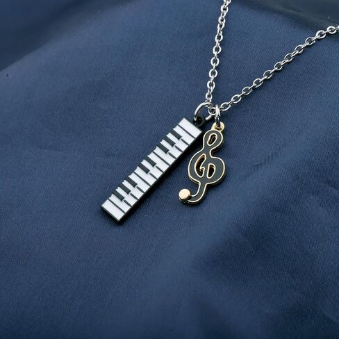 Piano Keyboard Dangle Music Necklace Music Note& Piano Design Gifts Music Lover Jewelry Teacher Thanks You Gift (PianoNE) in Kuwait
