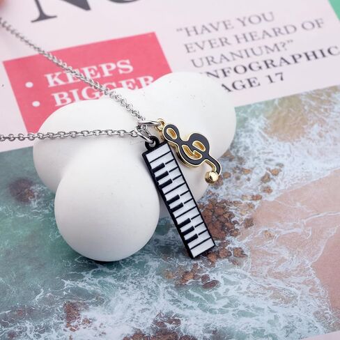 Piano Keyboard Dangle Music Necklace Music Note& Piano Design Gifts Music Lover Jewelry Teacher Thanks You Gift (PianoNE) in Kuwait