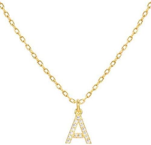 Initial Cubic Zirconia Necklace Jewelry Gifts for Women with Adjustable Chain 18" + 2" in Kuwait