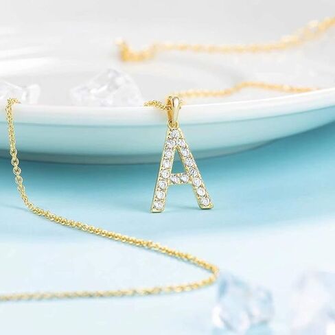 Initial Cubic Zirconia Necklace Jewelry Gifts for Women with Adjustable Chain 18" + 2" in Kuwait