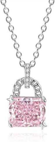 Ice Snowflake Cut Cubic Zirconia Necklace for Women, Dainty Solitaire Pendant Hypoallergenic Gift for Her, Stainless Steel 18"+2" Chain in Saudi Arabia