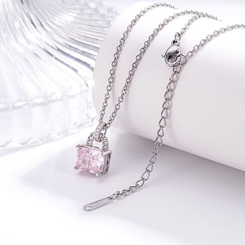 Ice Snowflake Cut Cubic Zirconia Necklace for Women, Dainty Solitaire Pendant Hypoallergenic Gift for Her, Stainless Steel 18"+2" Chain in Saudi Arabia