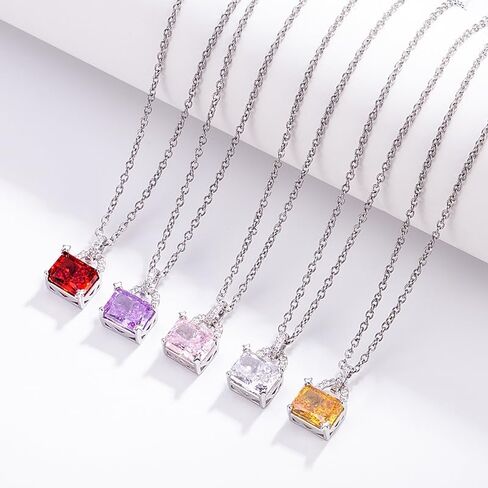 Ice Snowflake Cut Cubic Zirconia Necklace for Women, Dainty Solitaire Pendant Hypoallergenic Gift for Her, Stainless Steel 18"+2" Chain in Saudi Arabia