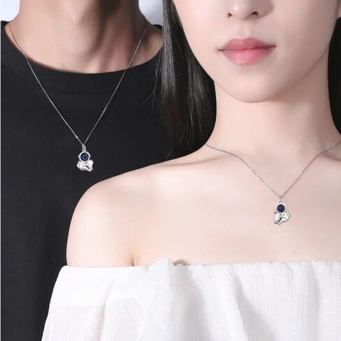 Astronaut Necklace for Couples Best Friend Mutual Attraction Connect Together Matching Promise Astronauts Embracing Heart Pendant Necklace for Him and Her Set (Silver) in Saudi Arabia