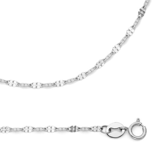 Solid 14k White Gold Chain Cable Necklace Twisted Diamond Cut Links Stamped Mirror 1.7 mm in Kuwait
