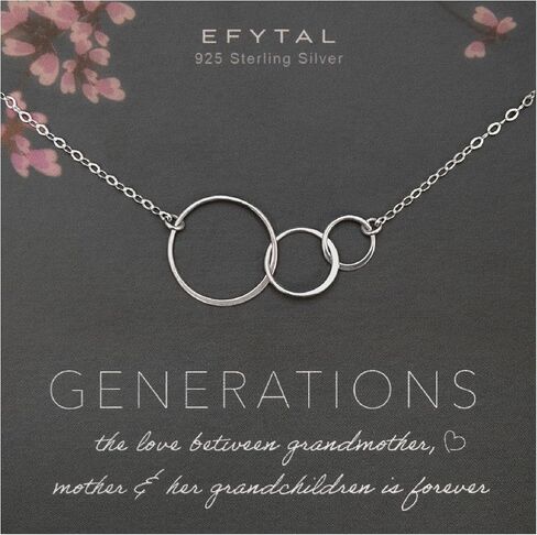 EFYTAL Gifts for Grandma, 925 Sterling Silver 3 Circles Necklace from Grandchildren, Mothers Day Gift for Grandmother, Birthday Gift for Her in Kuwait