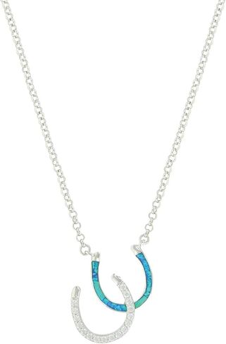 Montana Silversmiths Western Horseshoe Pendant Necklace (River Lights Double Horseshoe) in Kuwait