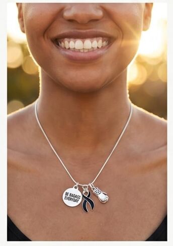 Be Badass Everyday Awareness Encouragement Necklace with Pink Purple Teal Thyroid Cancer Awareness Ribbon Charm in Kuwait