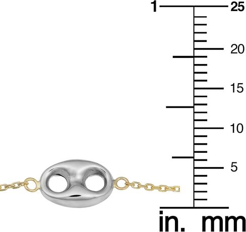 Kooljewelry Womens Elegant - 14k Two-Tone Gold Puffed Mariner Link Necklace 18 in in Kuwait
