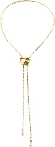 Natural Freshwater Pearl Gold Necklace, 33 Inch 18k Yellow Gold Plated Adjustable Sweater Chain, Effortless Chic Jewelry Gift for Women in Saudi Arabia