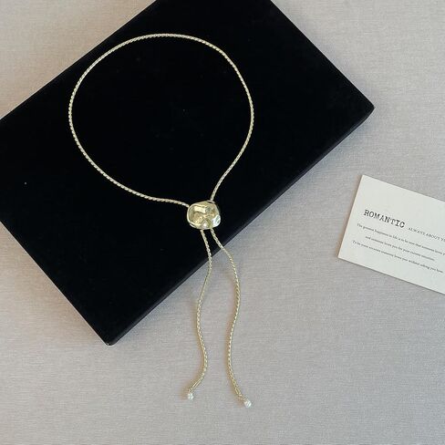Natural Freshwater Pearl Gold Necklace, 33 Inch 18k Yellow Gold Plated Adjustable Sweater Chain, Effortless Chic Jewelry Gift for Women in Saudi Arabia