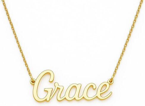 Name Necklace for Women, Custom Name Necklace 14K Solid Gold, Gold Vermeil or 925 Sterling Silver, Personalized Script Pendant, Dainty Minimalist Jewelry, Gift for Her in Saudi Arabia