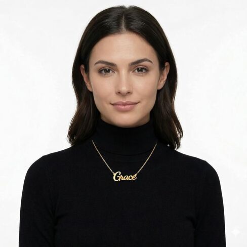 Name Necklace for Women, Custom Name Necklace 14K Solid Gold, Gold Vermeil or 925 Sterling Silver, Personalized Script Pendant, Dainty Minimalist Jewelry, Gift for Her in Saudi Arabia